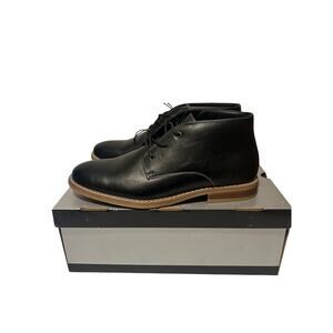 J Ferrar Boots Mens 10 M Gilbert Black Faux Leather Casual Lace Up memory foam